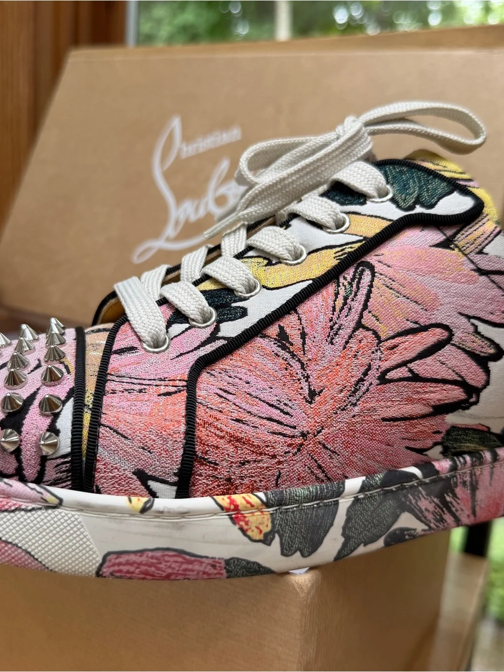 Christian Louboutin Fun Louis Junior Spikes Floral Hanabi Sneakers EU 46 US 13